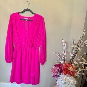 Lilly Pulitzer Hot Pink Whitaker Wrap Dress Size Large